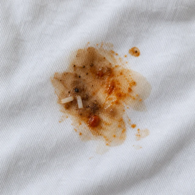 Imagem ilustrativa de comida e gordura em tecido claro.
