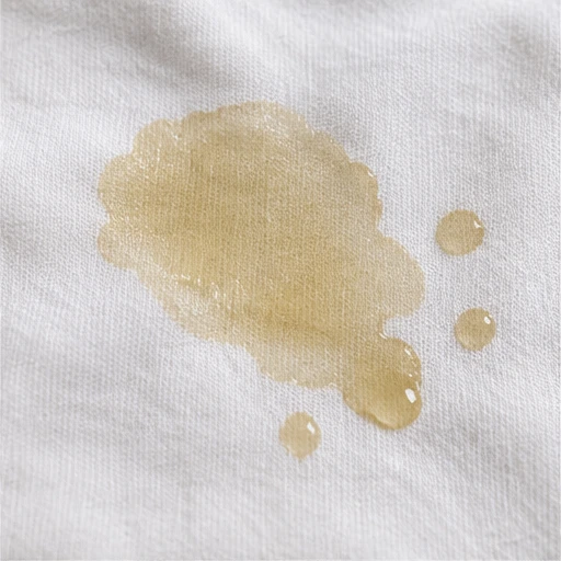 Fotografia ilustrativa de mancha de gordura alimentar em tecido.
